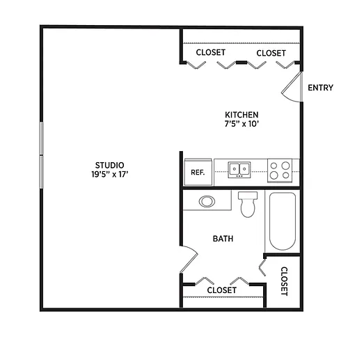 Floor plan 1 Bedroom Apartment