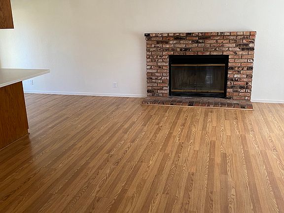 Wood burning fireplace.