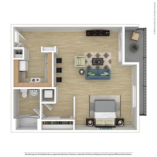 Floor plan Studio Bed 1 Baths