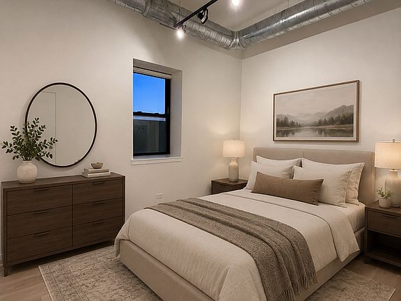 Staged primary suite