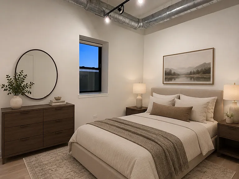 Staged primary suite