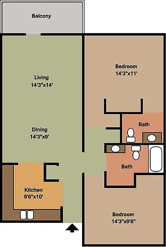 Floor plan 2 Bedroom Garden