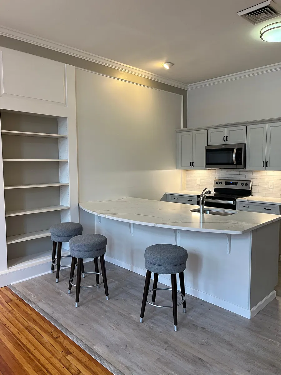 New Quartz Countertops and built in bookcase/shelves - 251 Asylum St #2E
