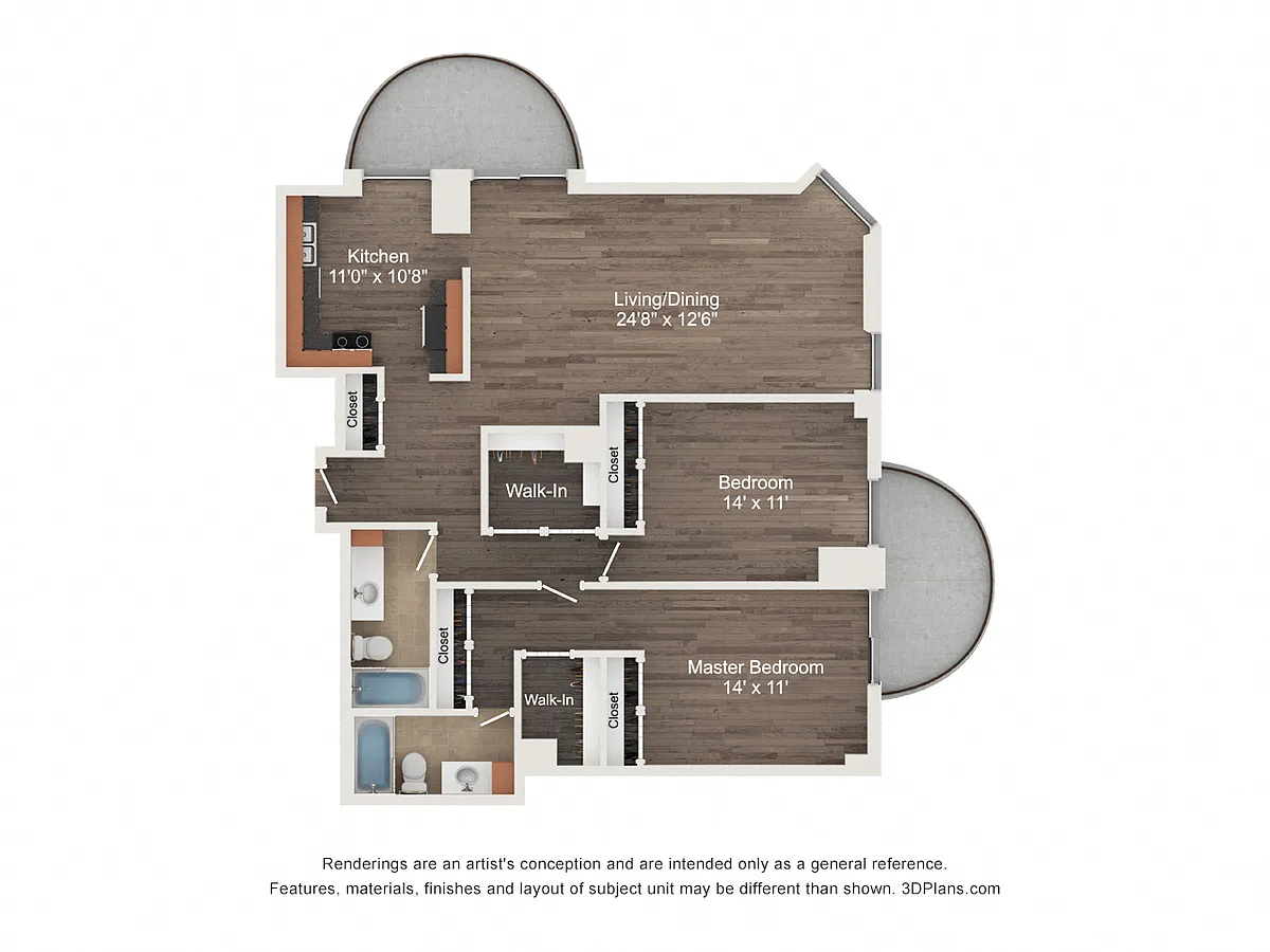 Floor plan 2 Bedroom 01