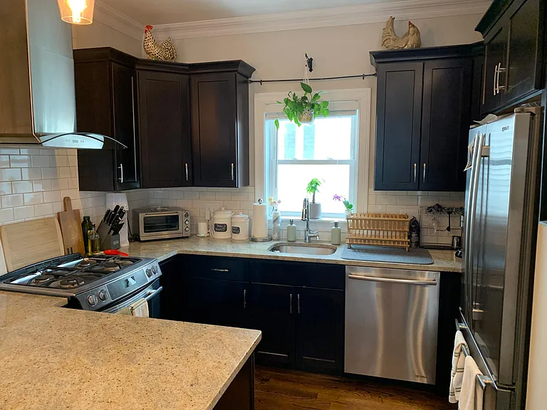 Kitchen with stainless steel appliances