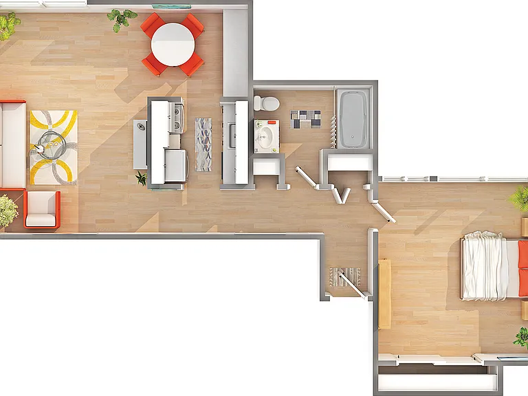 West - A5 | 1-Bedroom Floorplan West - A5 | 1-Bedroom Floorplan