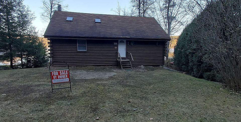Front of the log cabin