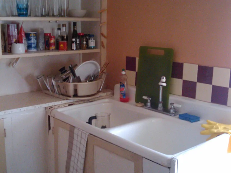 Antique sink with shelves