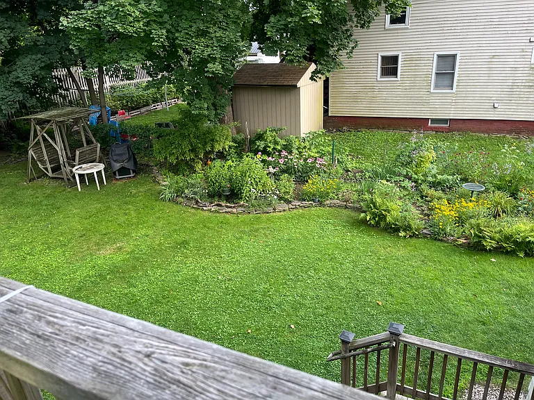 View of garden from balcony (exit from Kitchen door)