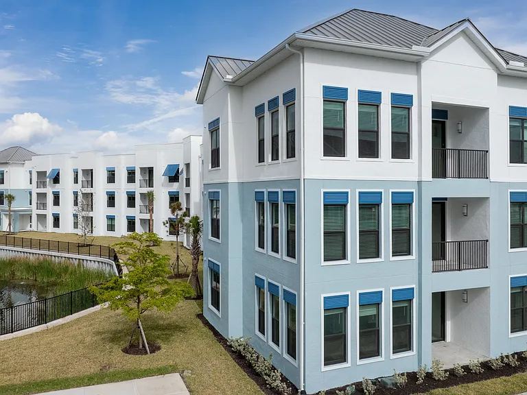 Imperial Crossing Luxury Apartment Homes community aerial view showing buildings and walkways.
