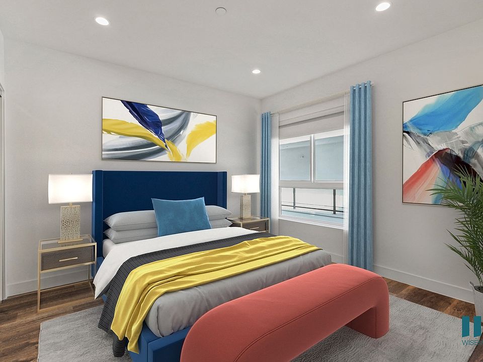 Bedroom with Vinyl Flooring, Recessed Lighting, and Mirrored Closet