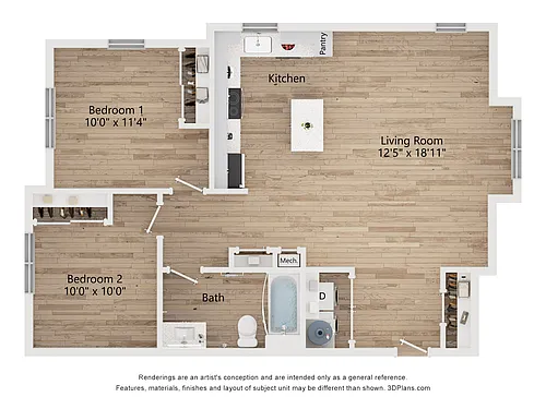 Floor plan B2c | 2 Bed | 1 Bath | 60