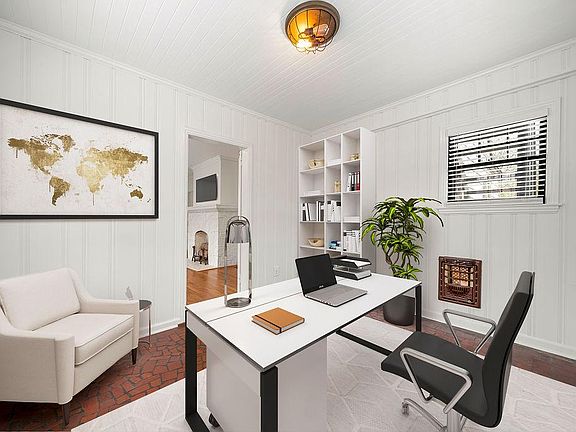 Office area off living room facing in towards living room