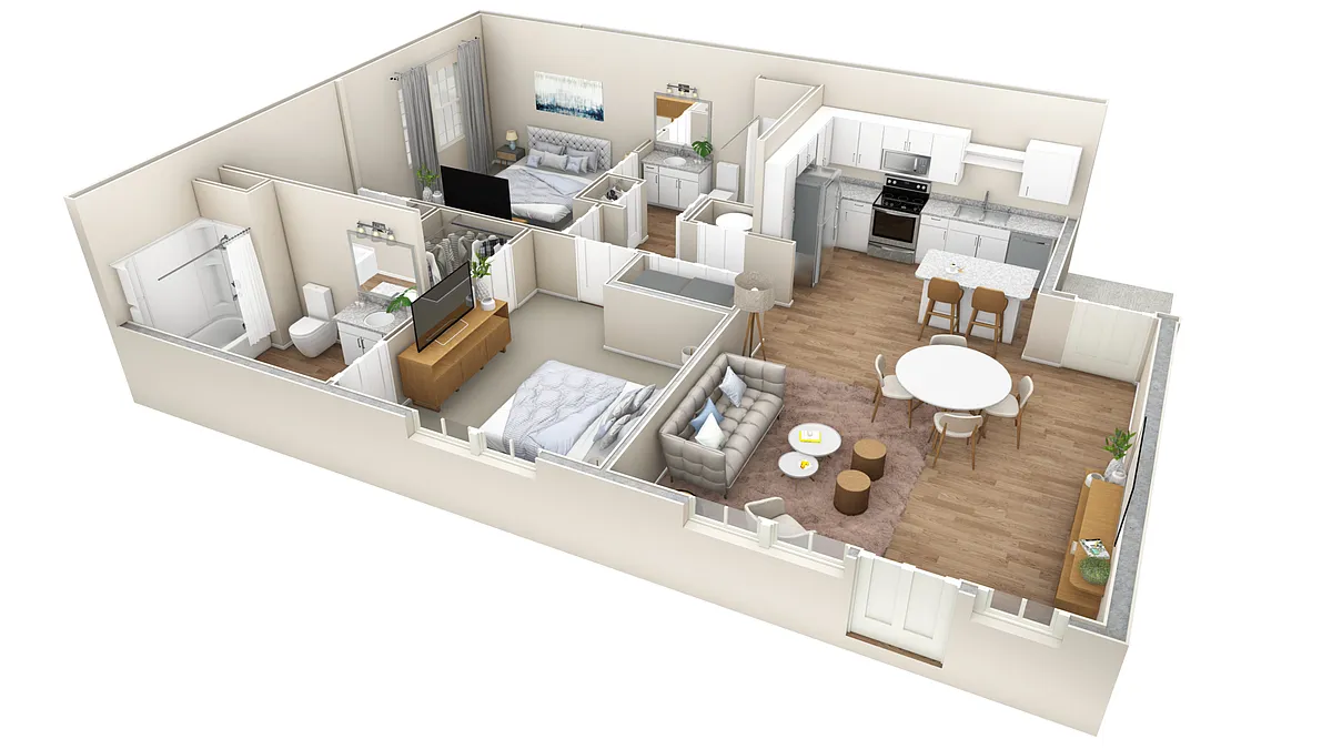 Floor plan 2 BR Vue Courtyard
