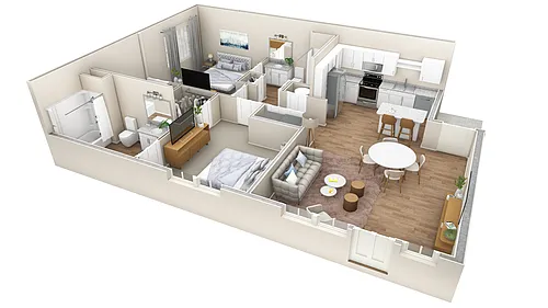 Floor plan 2 BR Vue Courtyard