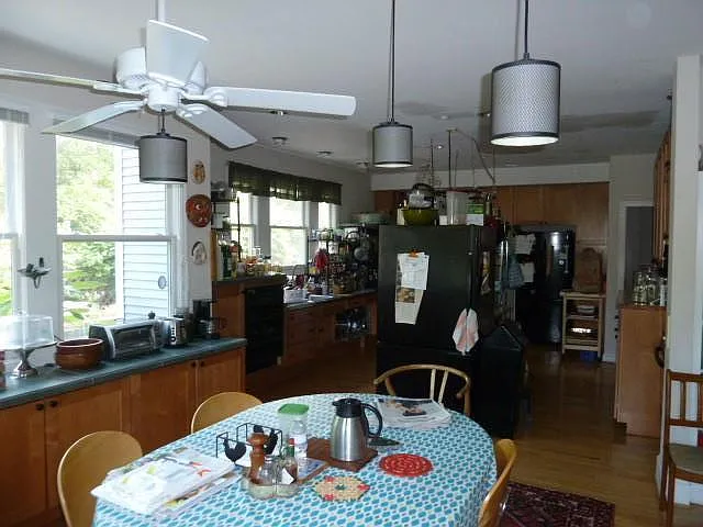 Shared kitchen and dining space