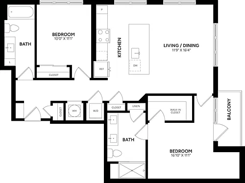 Floor plan 2 Bed/ 2 Bath-C11
