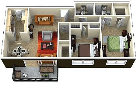 Floor plan 2 Bed 2 Bath