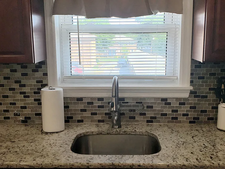 Good counter space, window over sink
