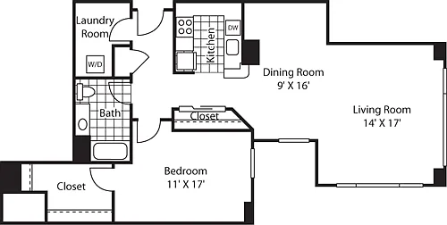 Floor plan One Bedroom 1025