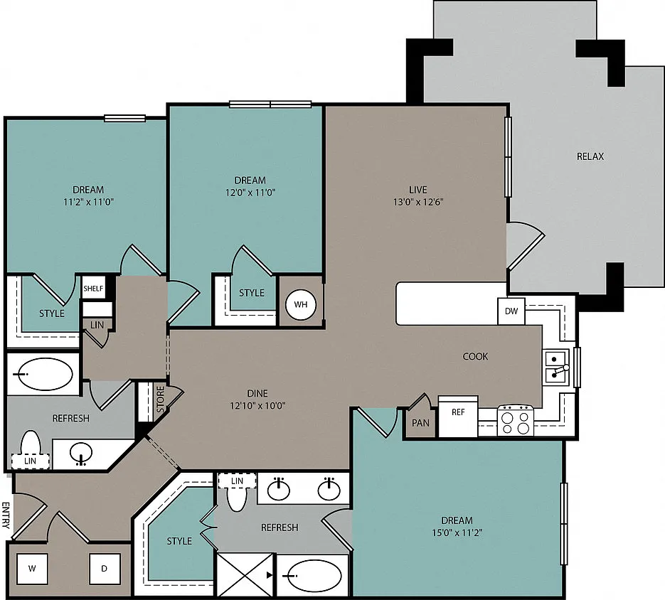 Floor plan C2EU 3B Elevator Apartment