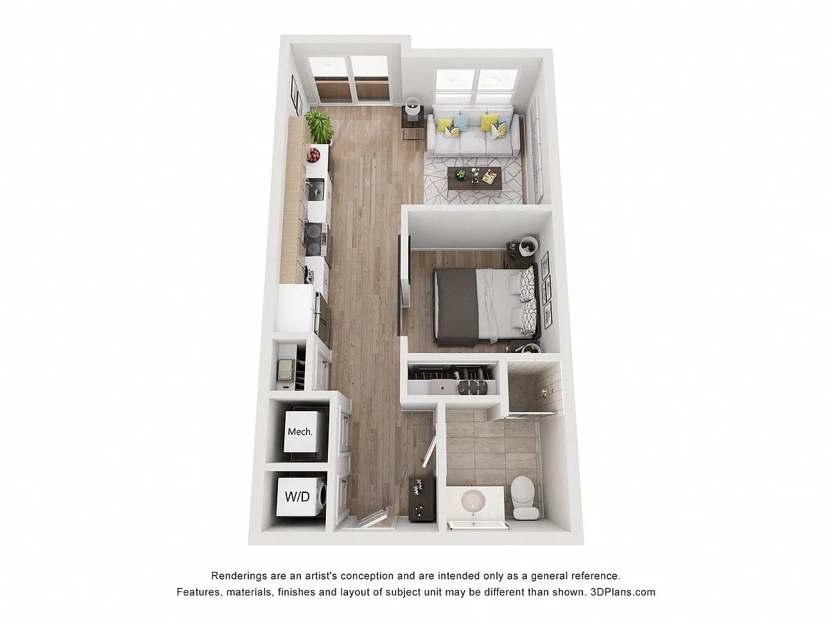 Floor plan Avenue G | 1 Bed/1 Bath JR-SW-01.2