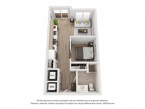 Floor plan Avenue G | 1 Bed/1 Bath JR-SW-01.2