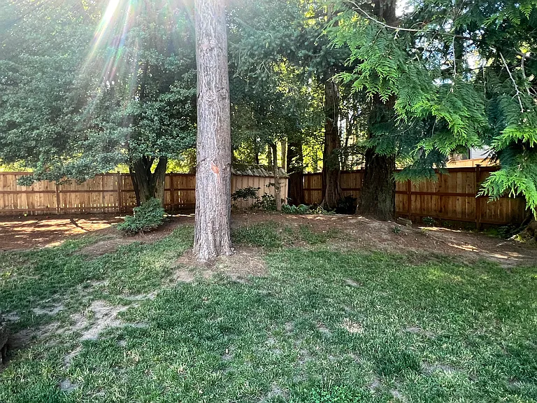 Fully fenced back yard.