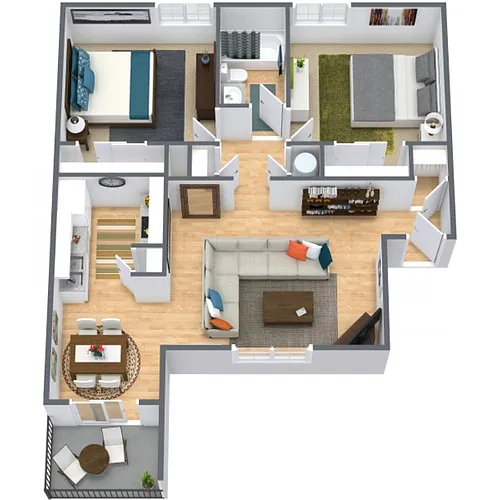 Floor plan 2 Bedroom 1 Bathroom