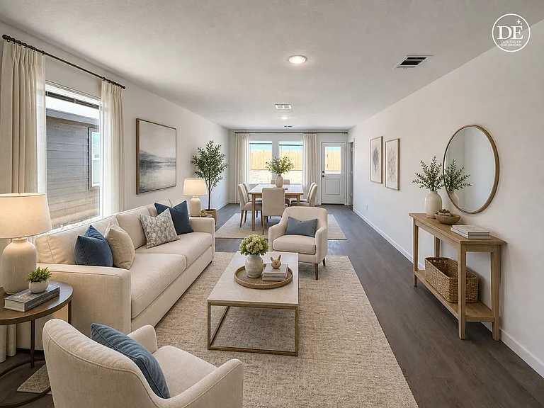 Family room and dining room