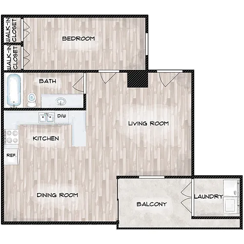 Floor plan 1 Bedroom 1 Bathroom
