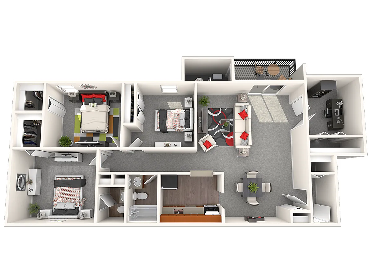 Floor plan 3 Bed 1.5 Bath Den