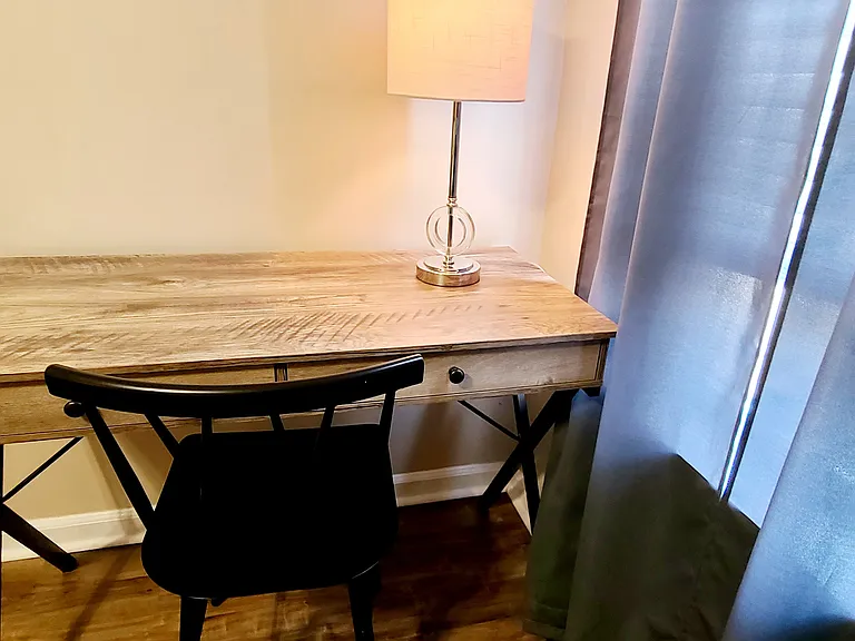 Desk with chair & lamp for work if needed