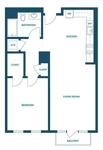 Floor plan 1Bed/1Bath G - Signature
