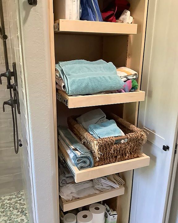 Slide out shelves masterbath