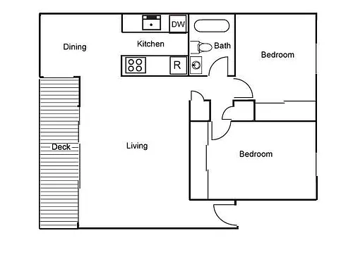 Floor plan 2 Bdrm/1bth 1st Floor