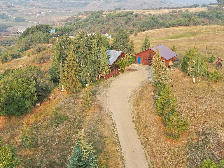 Drone picture overview of house and part of the property