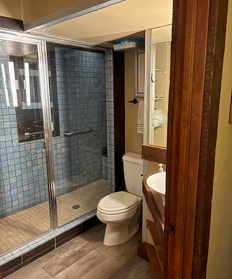 Bathroom with dual-head steam shower