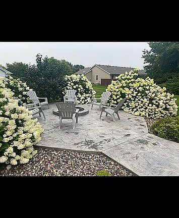 Stamped concrete patio/fire