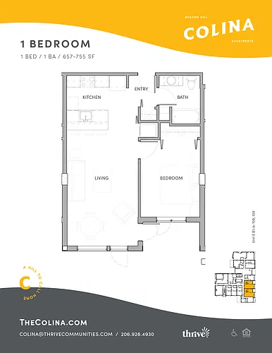 Floor plan 1x1 - B1-B East