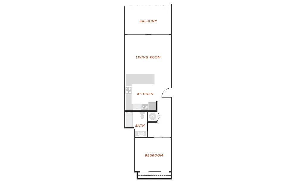 Floor plan 1 Bedroom 1 Bath - A4