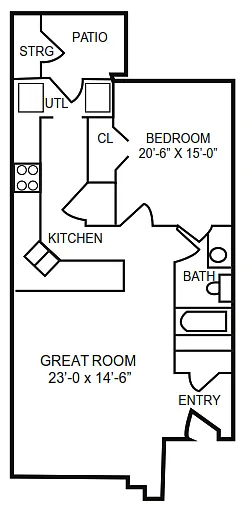 Floor plan 1 Bed 1 Bath