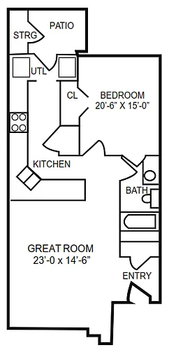 Floor plan 1 Bed 1 Bath