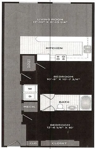 Floor plan Two Bed One Bath