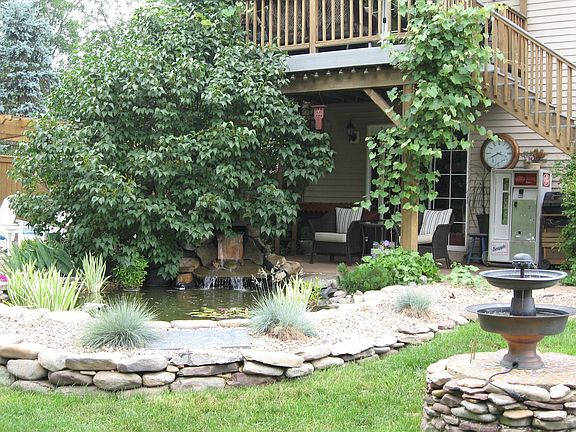 Pond, patio, deck