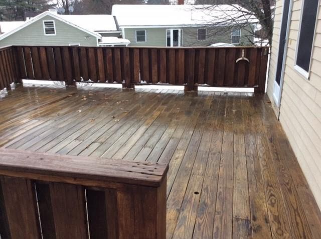 Large deck with entrance to kitchen