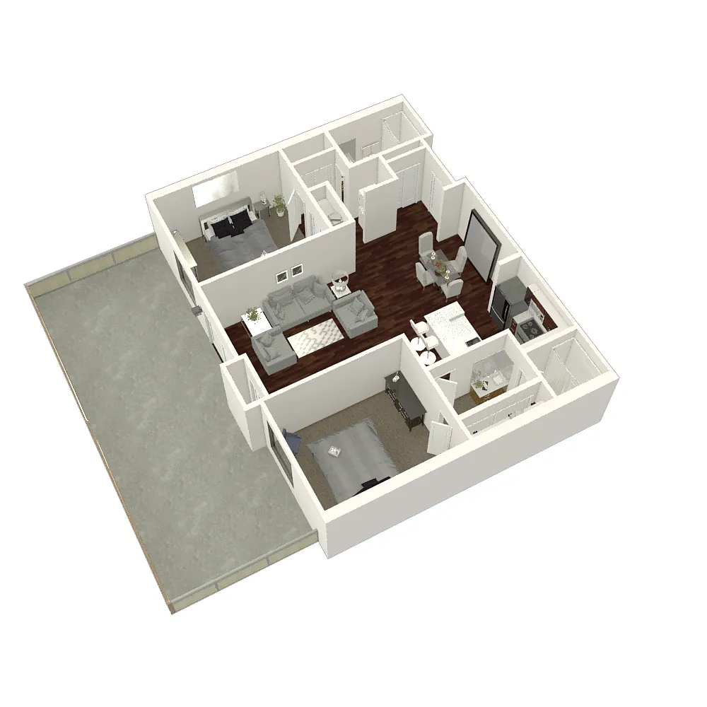 Floor plan 2 Bed 2 Bath Plan A + XL Patio