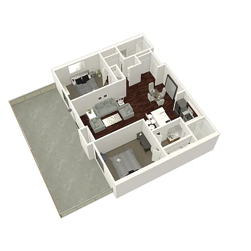 Floor plan 2 Bed 2 Bath Plan A + XL Patio