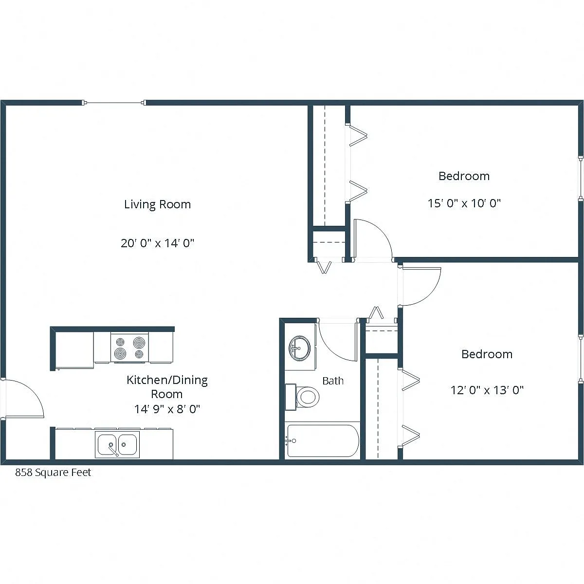 Floor plan Two Bedroom 21B