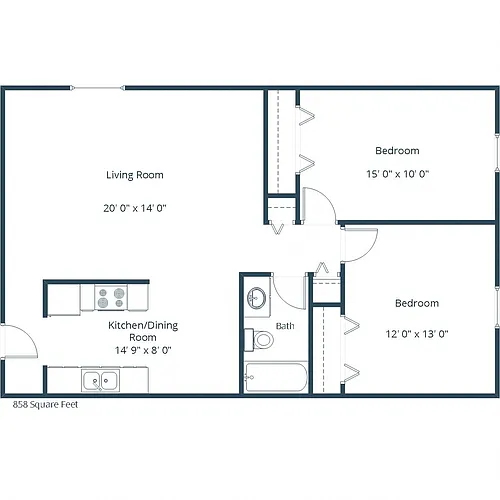 Floor plan Two Bedroom 21B